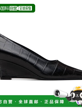 1h可退 潮奢 toteme 女士 黑色 Sharp Croco-Embossed Wedge 中跟