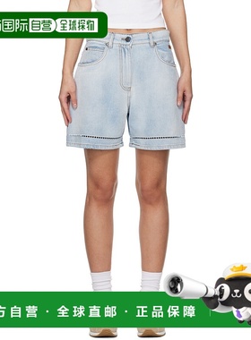 1h可退 潮奢 Msgm 女士 蓝色 Perforated Light Washed 牛仔短裤