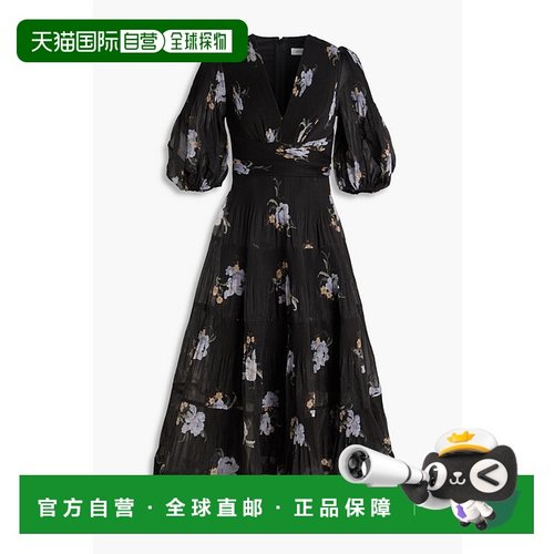 1h可退 潮奢 ZIMMERMANN 女士 plisse-organza 印花中长连衣裙 48