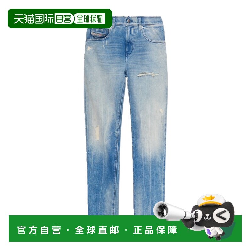 1h可退 DIESEL 男士牛仔裤 A0355809N3801 SS2026 蓝色 腰带环牛