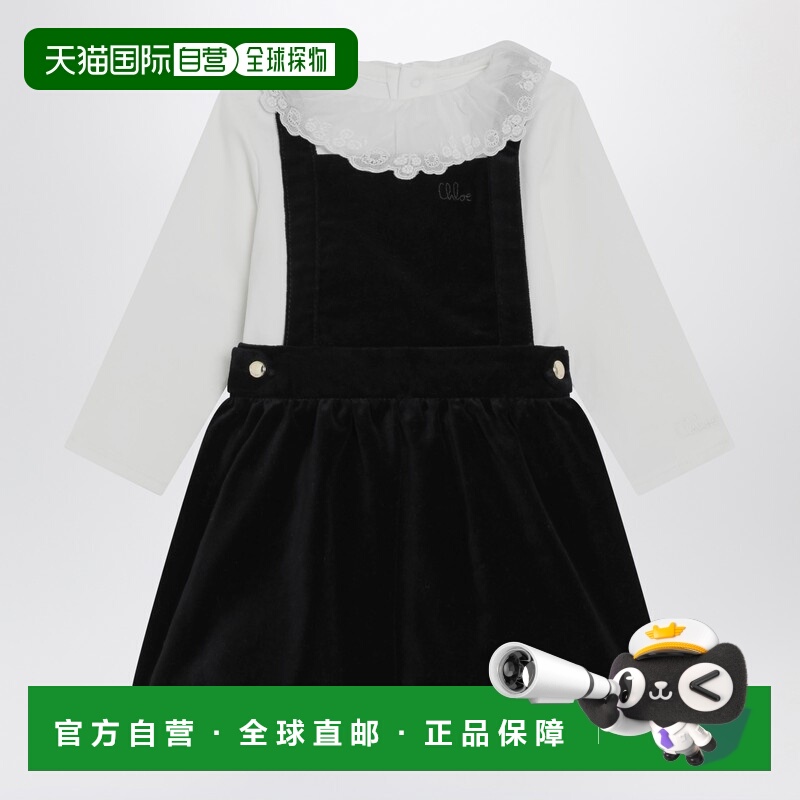 潮奢 Chloe 蔻依 女童 白色蓝色天鹅绒连衣裙童装 C20716CON68