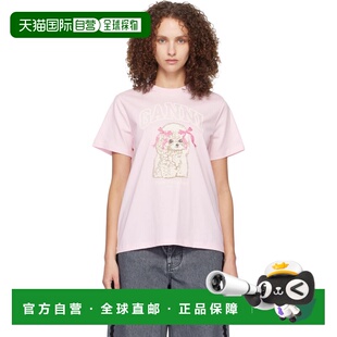 1h可退 潮奢 GANNI 甘尼 女士 粉色 Poodle T 恤 A1050