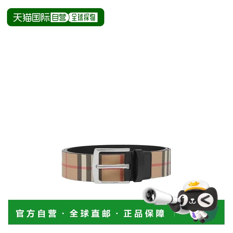 1h可退 BURBERRY 男士腰带 80256751 SS2022 黑色 格纹腰带