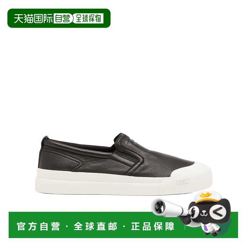 1h可退 DIESEL 男士运动鞋 Y03268P6957T8013 AW2024 黑色 一脚蹬