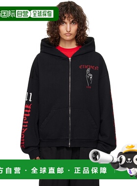 1h可退 潮奢 We11Done 女士 黑色 Elleven Zip-up 连帽衫 WDTJ324