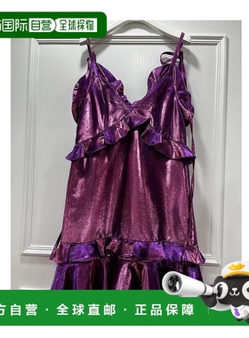 KENZO 女士连衣裙 F762R00155HK83 AW2024 紫色 吊带V领连衣裙