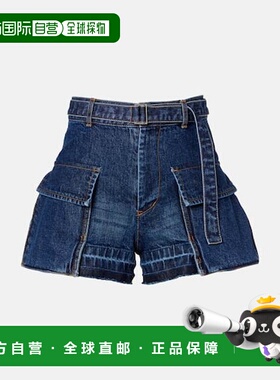 1h可退 潮奢 Sacai 女士 束带牛仔短裤 blue蓝色 舒适时尚