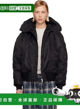 1h可退 潮奢 Erl 女士 黑色飞行员夹克 ERL11J008