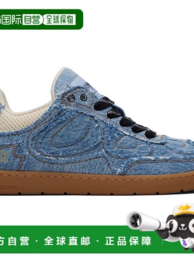 1h可退 潮奢 GANNI 甘尼 女士 蓝色 08 Denim Raw Edge 运动鞋 S3