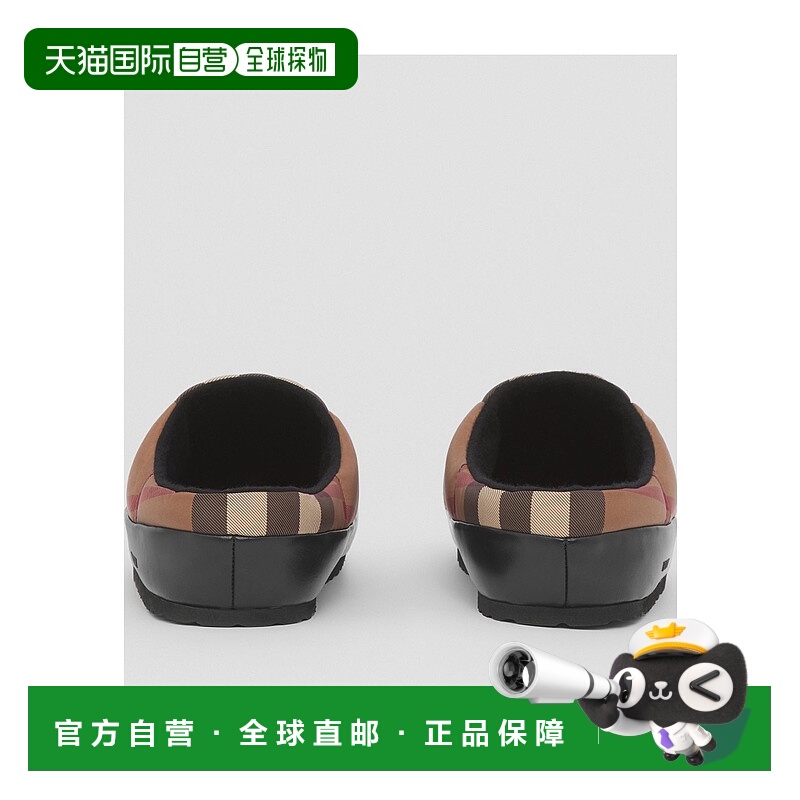 BURBERRY 男士凉鞋 80503051 SS2023 黑色 格纹拖鞋