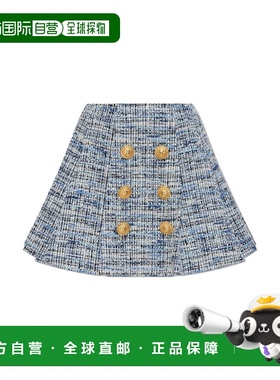 BALMAIN 女士半身裙 EF1LBA53CF776FC AW2024 灰色 Tweed Skirt