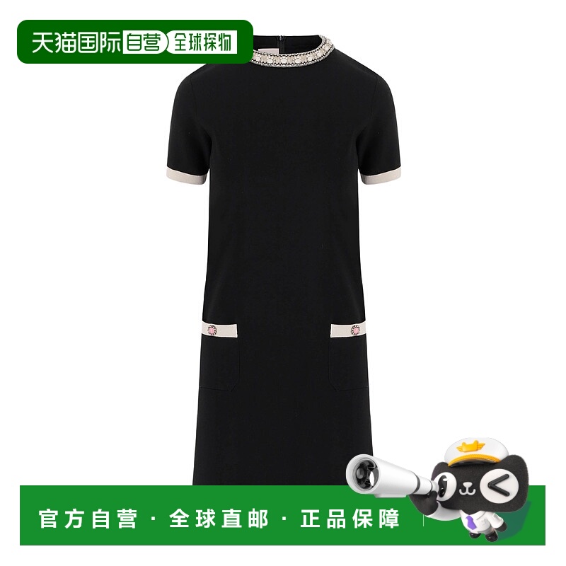 1h可退 VALENTINO 女士连衣裙 BKD13L96B0NA AW2024 黑色 短袖连