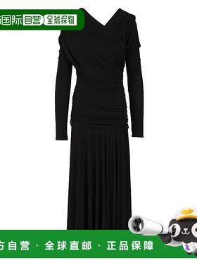 GANNI 女士连衣裙 T4213099 AW2025 黑色 Interlock Jersey Cross