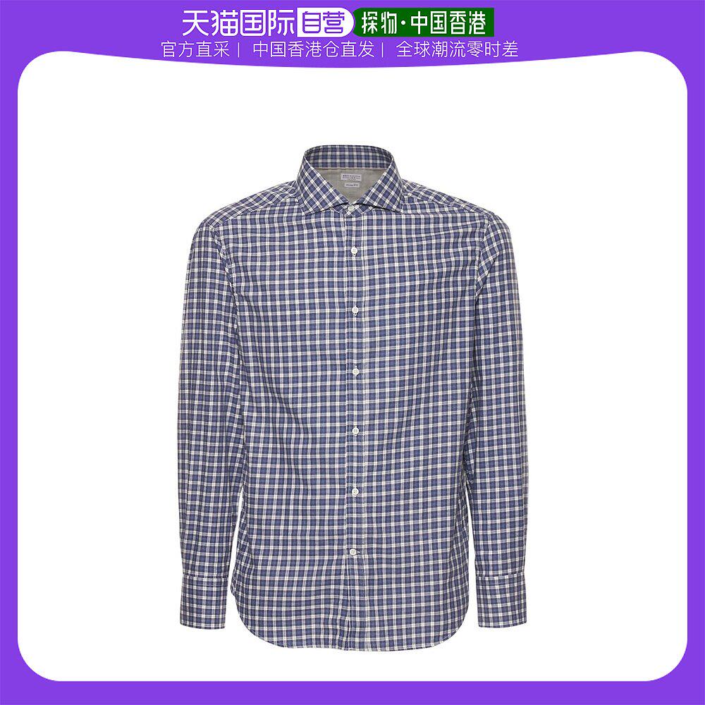 香港直邮潮奢 Brunello Cucinelli 布内罗·古奇拉利 男士格纹棉