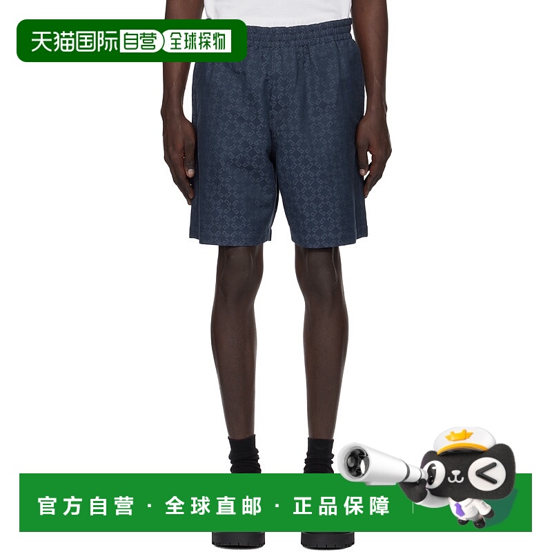 1h可退 潮奢 Givenchy 纪梵希 男士 蓝色 Shiny Monogram 72 短裤