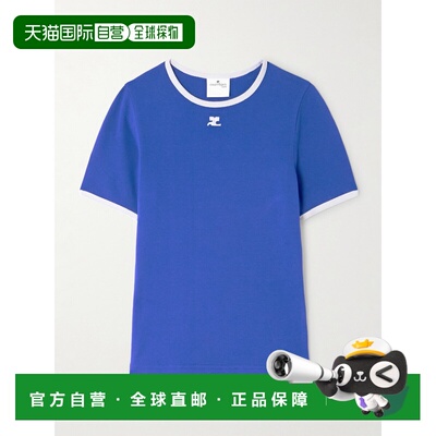 1h可退 潮奢 Courreges 女士 蓝色 Heritage Contrast T恤 125JTS