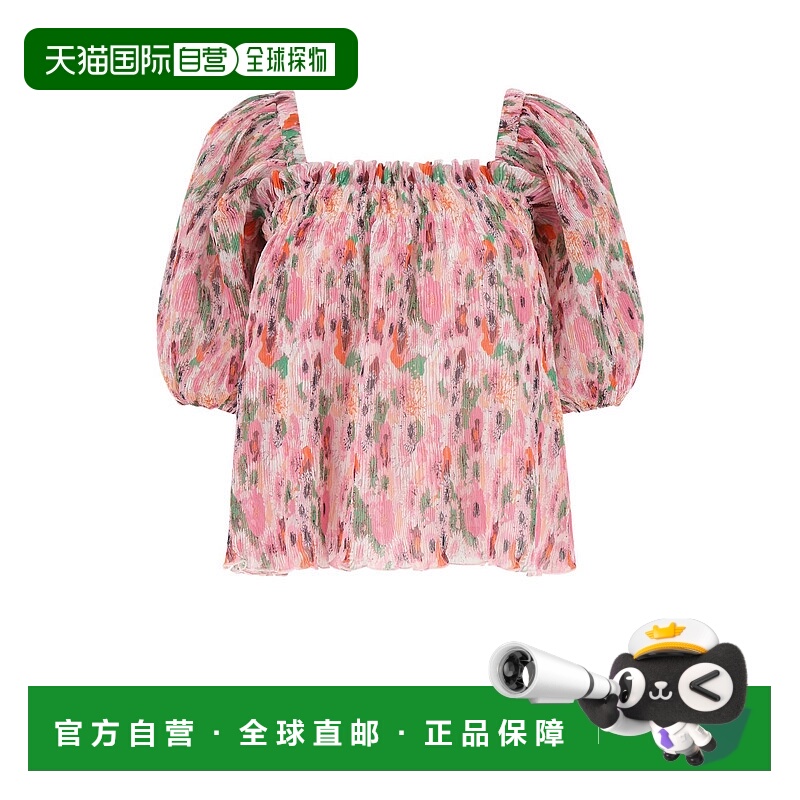1h可退 GANNI 女士T恤 F7534393 SS2023 粉红色 Printed polyeste