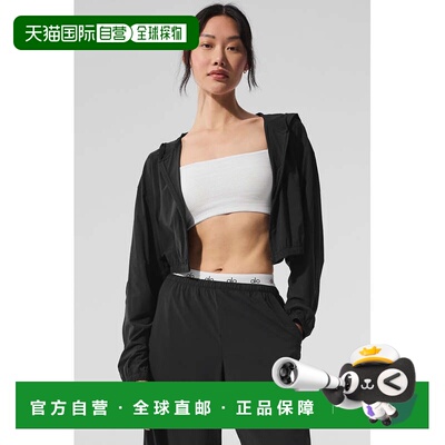 Cropped Breezy Full-Zip Hoodie - Black短款宽松全拉链连帽衫 -