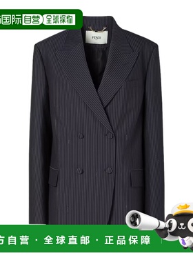 FENDI 女士西服 FJ7685AW7IF0QG3 SS2026 黑色 细条纹西装外套