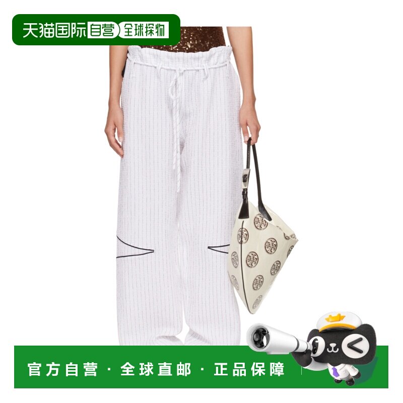 1h可退 TORY BURCH 女士休闲裤 175600008 SS2025 白色 Cotton Ba - 天猫国际探物中国香港出品