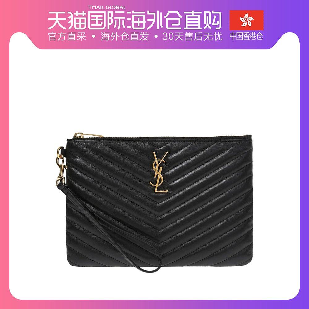 香港直邮YSL 圣罗兰 女士牛皮黑色手拿包 379039-CWU01-1000