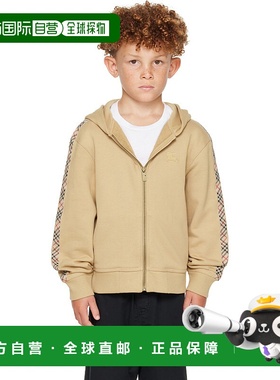 1h可退 潮奢 Burberry 巴宝莉 女童 驼色 Check Trim Cotton Zip