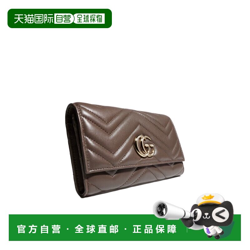 GUCCI 女士钱包 443436AAGUV2818 AW2026 棕色 GG Marmont 长款钱