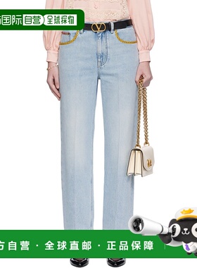 1h可退 潮奢 valentino 华伦天奴 女士 蓝色刺绣牛仔裤 7B3DD20G9