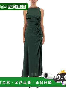 GANNI 女士连衣裙 W0739774 AW2025 绿色 Solid Stretch Satin Ga