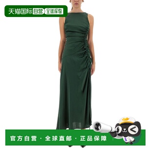 AW2025 绿色 Solid GANNI Satin W0739774 Stretch 女士连衣裙