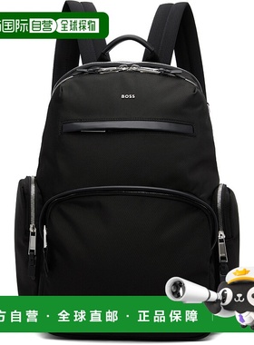 1h可退 潮奢 BOSS 波士 男士 黑色 Leather Trims Two-Way Zip 双
