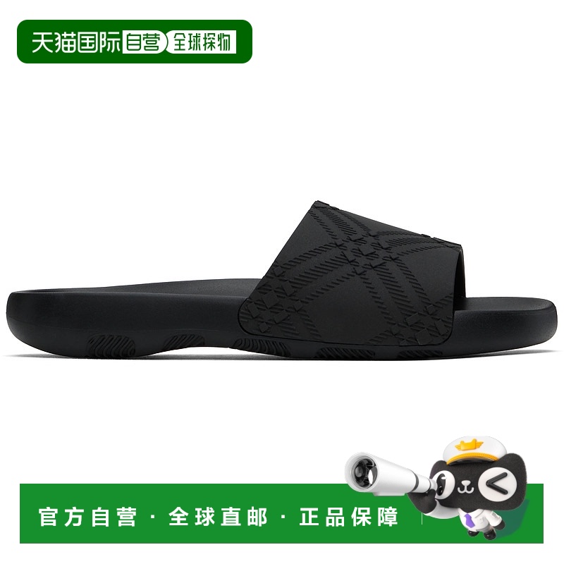 1h可退 潮奢 Burberry 巴宝莉 女士 黑色 Embossed Check Dive 拖