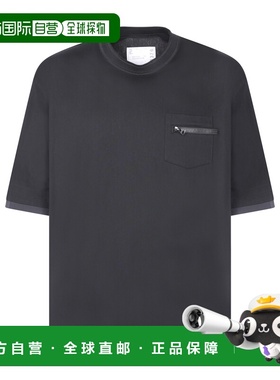 SACAI 男士T恤 2403376M001 SS2024 黑色 Short sleeves, chest p
