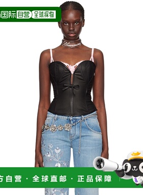 1h可退 潮奢 Blumarine 蓝色情人 女士 黑色拼接皮革上装 P422L04