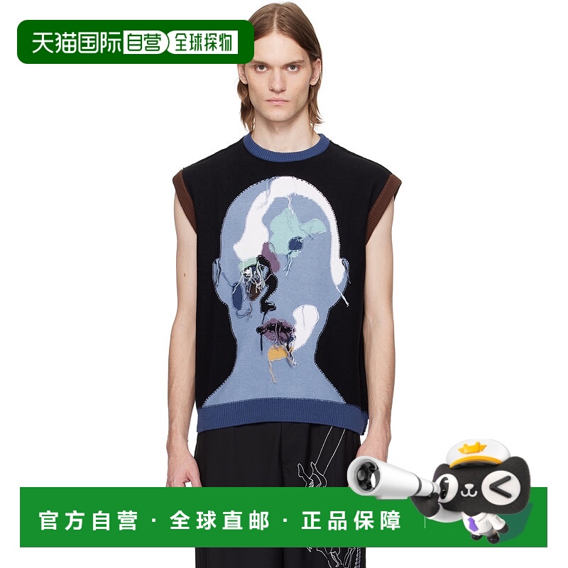 1h可退 潮奢 KidSuper 男士 黑色 Reverse Knit Patchwork Face