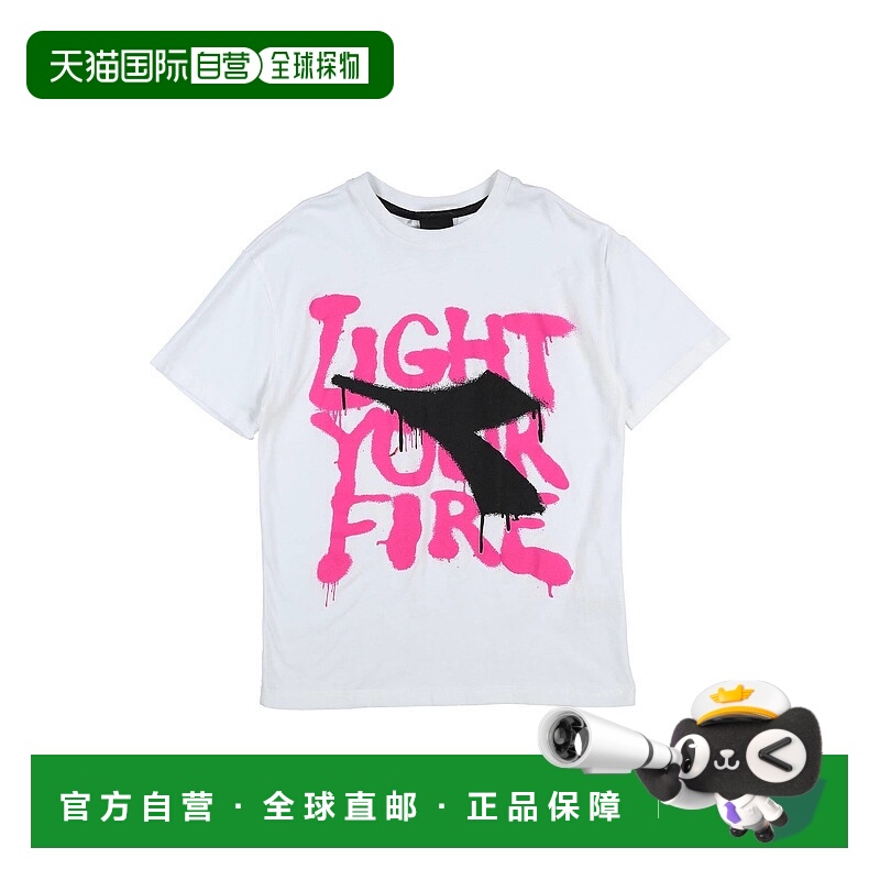 1h可退 潮奢 Diadora 迪亚多纳 女童 T恤童装 white白色 舒适时尚