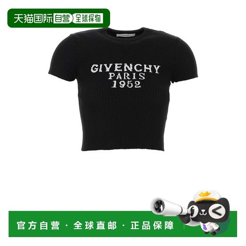 GIVENCHY 女士T恤 BW61H14ZSK001 CO 黑色 Short Sleeves Crop To