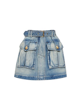 1h可退 BALMAIN 女士半身裙 FF1LBA88DF796FC AW2025 蓝色