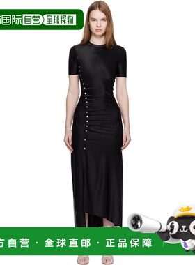 1h可退 潮奢 Rabanne 女士 黑色垂坠连衣裙 26PJRO886VI0267