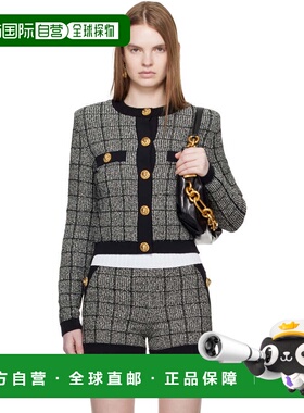 1h可退 潮奢 Balmain 巴尔曼 女士 黑色 Light Tweed 开衫 GF1KL0