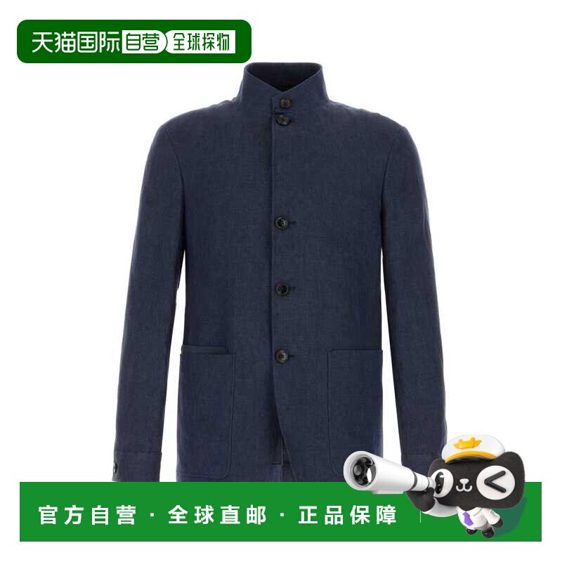 zegna 杰尼亚 男士 海军蓝亚麻西装外套 R373C74A31VHKQ07R