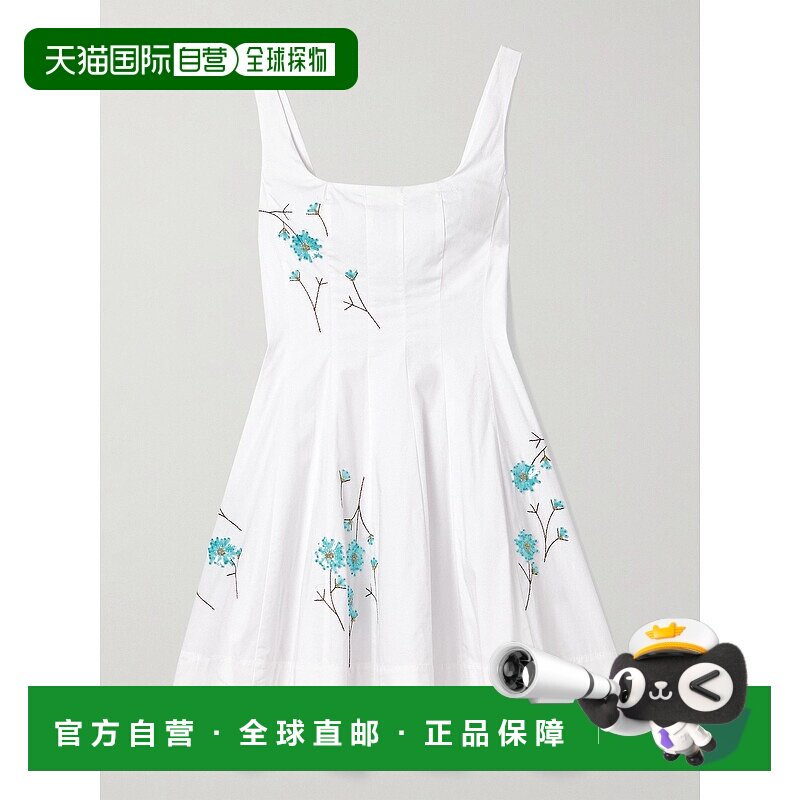 1h可退 潮奢 Staud 女士 Wells 褶裥精饰棉混纺府绸迷你连衣裙 R2