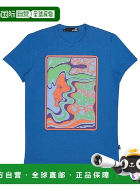 1h可退 MOSCHINO 男士T恤 M44447CE1514Y24 SS2022 蓝色 圆领印花