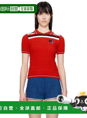 1h可退 潮奢 Msgm 女士 红色刺绣 Polo 衫 3841MDM202257289条纹