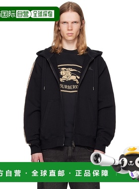 1h可退 潮奢 Burberry 巴宝莉 男士 黑色 Check Trim Cotton Zip