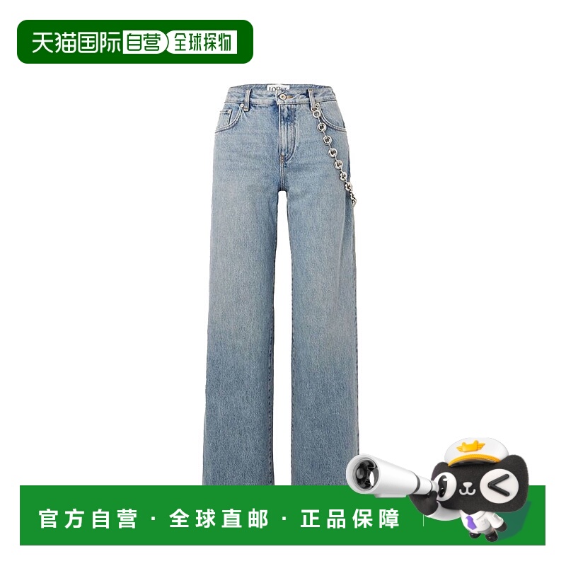 1h可退 LOEWE 女士牛仔裤 S359Y11XAD6395 SS2025 蓝色 徽标链条