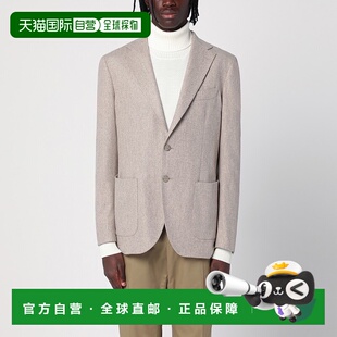 1h可退 潮奢 Santaniello 男士 浅褐色羊毛混纺单排扣夹克 G797MF