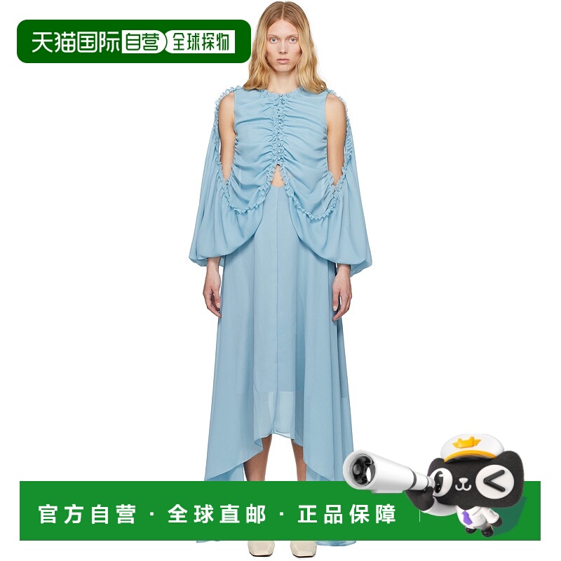 1h可退 潮奢 rokh 女士 蓝色 Shirred Poncho Vest 连衣裙 R6CA33