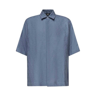 FENDI 男士衬衫 FS1317AU6YF0U6K CO 蓝色 Linen Ff Jacquard Shi