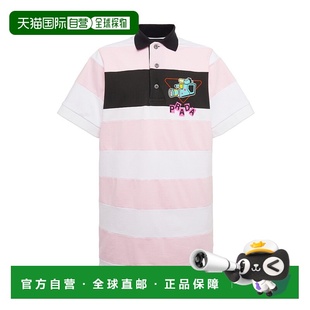 男士 粉红色 T恤 AW2021 logo条纹合身POLO UJN6401WB8F0AY1 PRADA